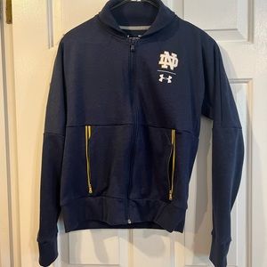 Notre Dame Under Armour zip up athletic jacket, Sz M
